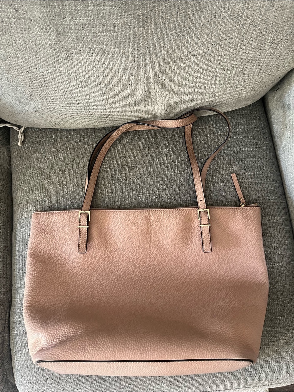 kate spade Pink Pebbled Leather Tote with Gold Logo - Picture 3 of 4
